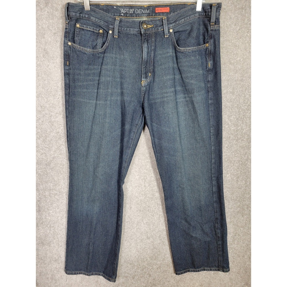 Apt 9 Denim Straight Fit Jeans‎ Mens Size 40x30 Blue Dark Wash Cotton Pockets